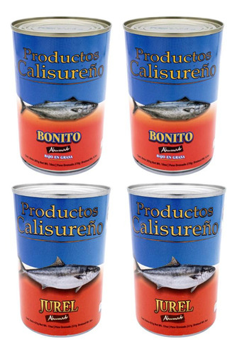 2 Latas Bonito + 2 Latas Jurel Ahumado Productos Calisureño