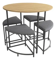 Comprar Mesa Redonda Industrial Atma Li038-frprf Con 4 Bancos