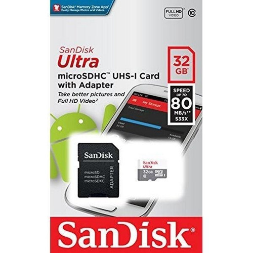 Cartão Micro Sd 32gb 80mb/s Classe10 Sandisk *111002