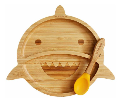 Bubbaboo Juego De Platos Y Cucharas, Diseño De Tiburón De Ba