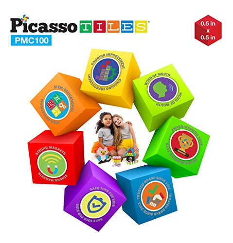 Picassotiles Cubo De Píxeles Magnéticos De 0.5 Pulgadas, Rom