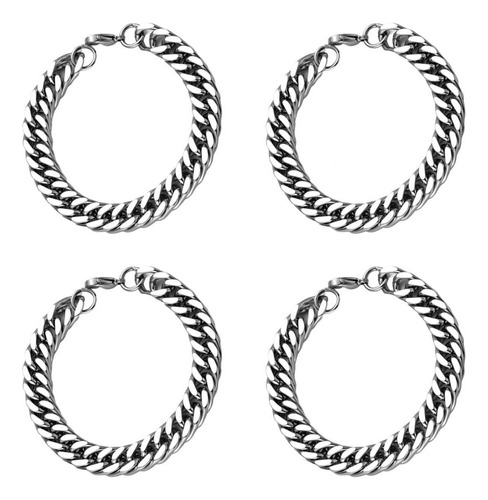 4 Pulseras De Cadena Cubanas Minimalistas Para Hombre