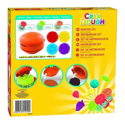Imagen 2 de 4 de Set Masas Plastilinas Fabrica De Hamburguesas Crea Dough