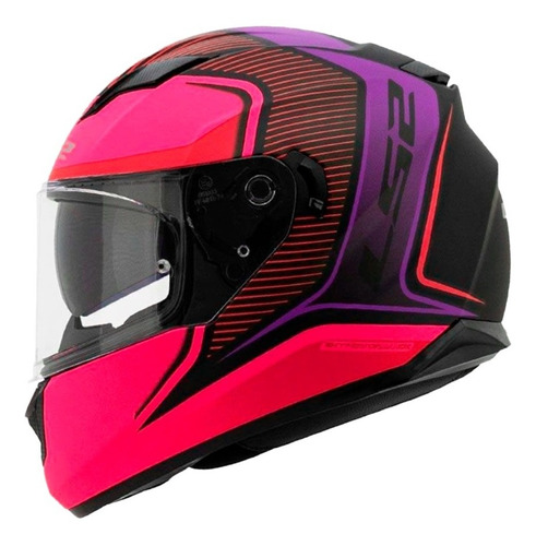 Casco Moto Ls2 Ff320 Stream Evo Flaux Negro Rosa Matte