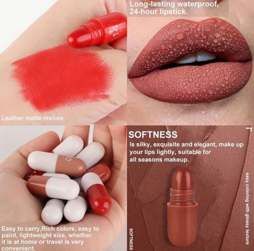 Labial Pintura De Labios Mini 18 Tonos Mate Cápsula Pigmento