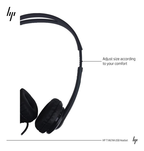 Imagen 3 de 6 de Auriculares Estéreo Hp T1a67aa Usb Microfono 20 Hz Negro
