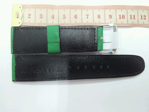 Malla Para Reloj Cuero Verde Lisa 22mm