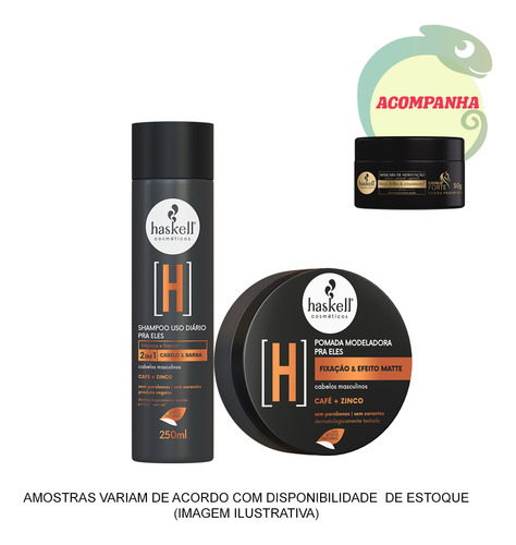 Kit Haskell H Shampoo Cabelo E Barba E Pomada Modeladora
