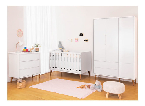 Kit Quarto Infantil Theo - Berço + Cômoda + Guarda-roupa 3 P