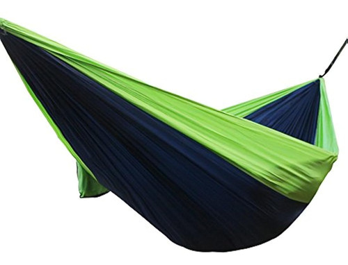 Hamaca De Camping Doble De Nailon, Color Azul Marino-verde