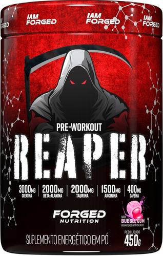 Reaper 450g C/ Creatina - Beta Alanina - Glicerol - Sabor Bubble Gum - Forged Nutrition