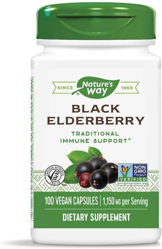 Natures Way Black Elderberry 100capsulas Sabor Neutro
