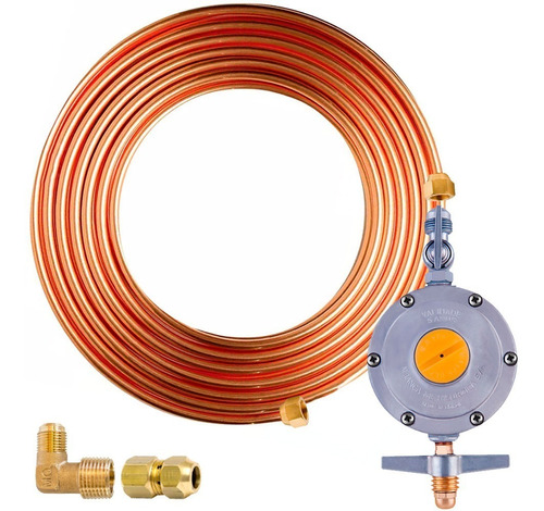 Tubo De Cobre P/ Gas 3/8  Com 12mts + Adaptador + Cotovelo *