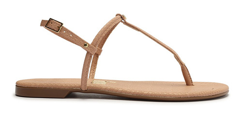 Imagem 2 de 4 de Sandália Feminina Rasteira Flat Quadriculado Nude - My Shoes