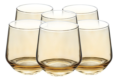 Set De 6 Vasos Transparentes Ámbar 370 Ml
