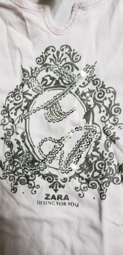 Remera Manga Larga Zara Talle 4 Años Con Brillos Impecable