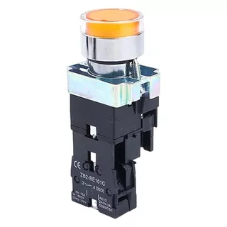 Boton Interruptor Iluminado Self Locking 1 Pza 12-24v Amaril