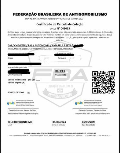Carro Impecável, Com Certificado De Colecionador
