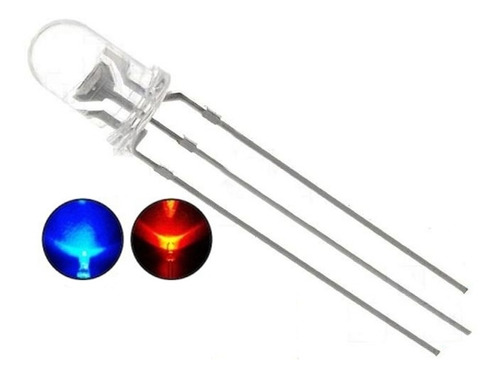 Kit X100 Led 5mm Bicolor Azul Rojo Lente Water Clear Alto Brillo