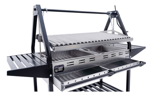 Hobby Grill Asador De Carbon Pampa Iii Chef Acero Inoxidable Color Plateado