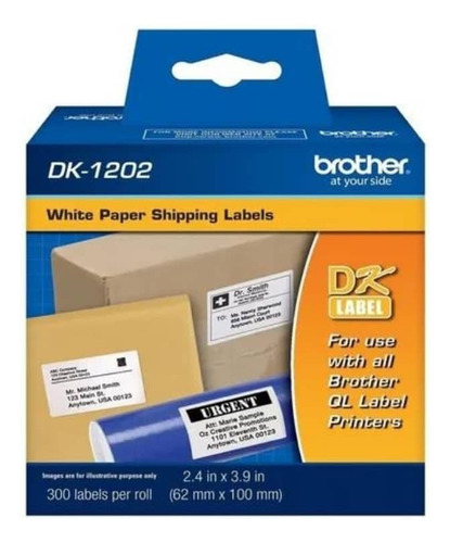 Brother Dk-1202 Label Cinta Etiqueta Blanca - Texto Negro