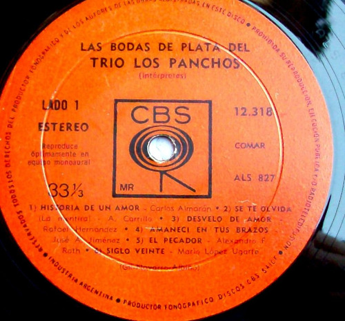 Las Bodas De Plata Del Trio Los Panchos / Vinilo Boleros