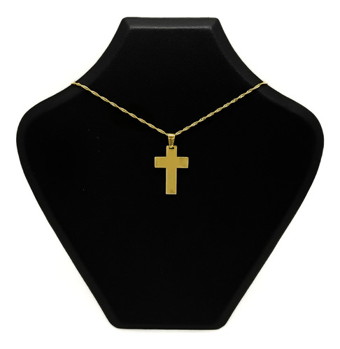 Cadena Y Dije Cruz Lisa 2 Cm Oro 18k Oro 18k 45 Cm
