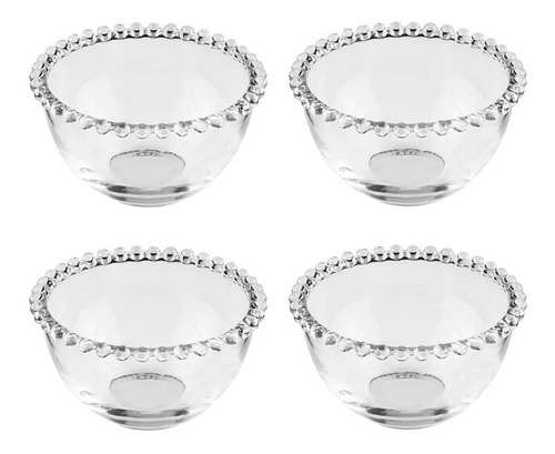 Conjunto 06 Bowls Bolinhas Tigelas Transparente Vidro