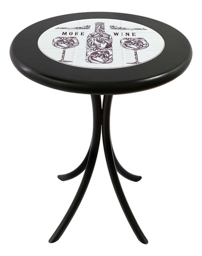 Mesa De Madeira Com Azulejo Para Varanda Sacada Home Bar Cor Preta Lacada - Vinho
