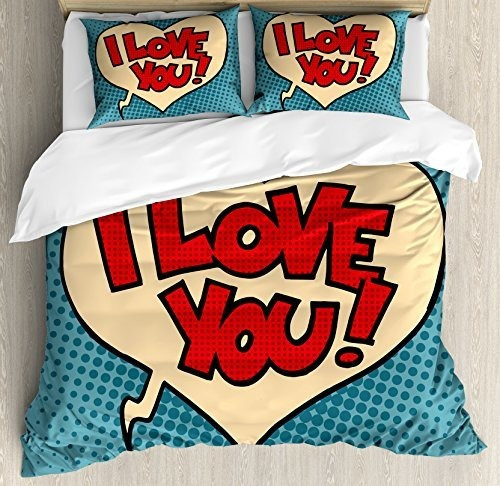 Ambesonne Me Encanta Que Te Duvet Cover Set, Pop W4g7o