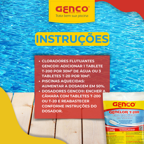 Kit 20 Cloro Tabletes Genclor T-200 Genco | Lojão Do Ferro