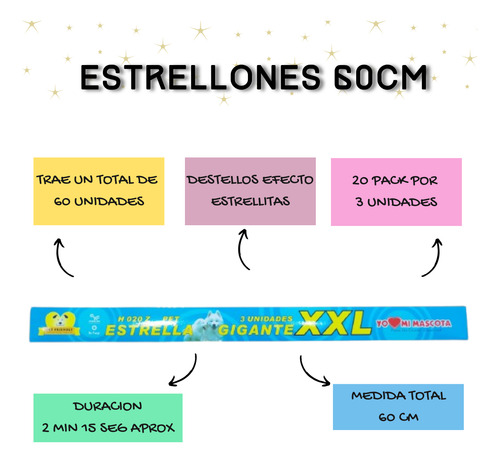 Estrellita Estrellón Grande 60cm - 60 Unid (20 Pack X3 Unid)