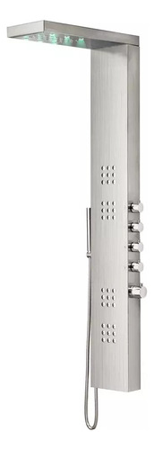 Ducha Vertical Com Hidro Cascata E Led Square Inox Escovada