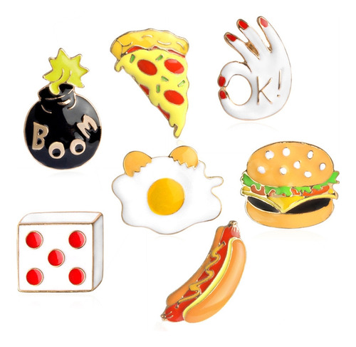 Alfileres Enamel Pins Para Pizza, Hamburguesa, Hot Dog, Con