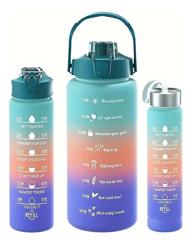 Pack 3 En 1 De Botellas De Agua Motivacionales Colores , 2 L