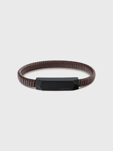 Pulsera De Cuero Metal Logo Café Calvin Klein