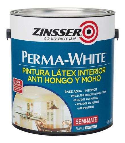 Zinsser Perma White Latex Interior Satinado X 1 Lt Caporaso