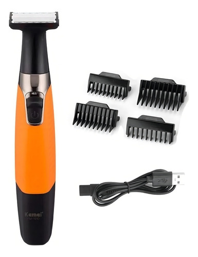 Kemei Km-1910 Barbeador Laranja Sem Fio Usb 3w Laranja