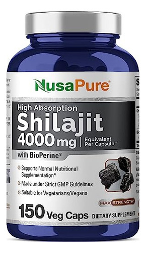 Shilajit 4000mg 150 Capsulas Nusapure + Bioperine