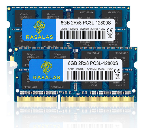 Memoria RAM Rasalas gamer 16GB 2x8GB DDR3L-1600S Adecuado para actualizar portátiles Sodimm Pc3-12800S color azul