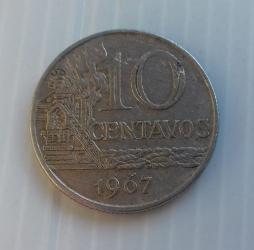 Brasil 10 Centavos Moneda De Cuproníquel Año 1967 Km#578.1