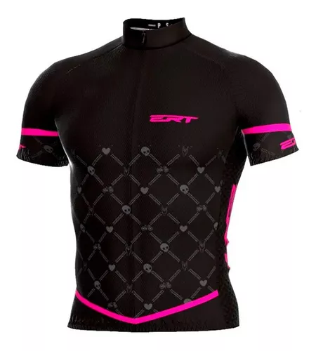 Camisa Ert Classic Mtb Black E Pink Preta Ciclismo Bike