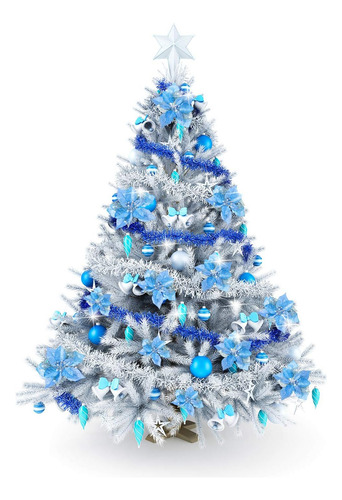24 Piezas Glitter De Navidad Poinsettia Flores De Navidad Fl