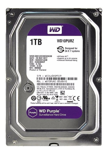 Disco duro interno Western Digital WD Purple WD10PURZ 1TB púrpura