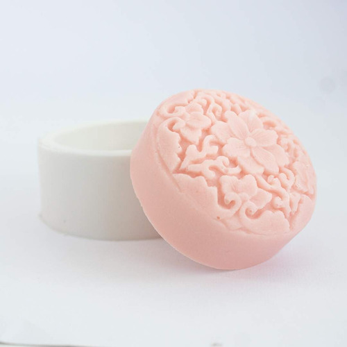 Imagem 1 de 6 de Forma De Silicone Redonda Arabesco Flores Ib-730