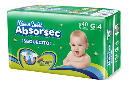 Pañal Kleen Bebé Absorsec Grande 40pz