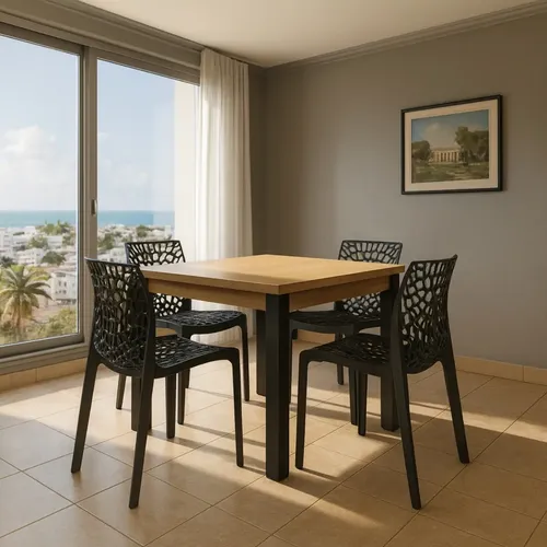Jogo de mesa de jantar compacta mdp com 4 cadeiras