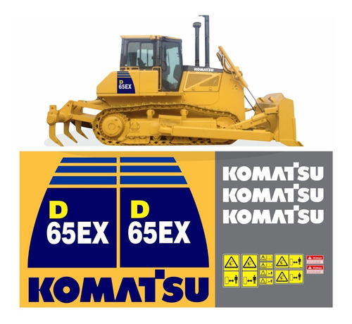 Kit Adesivo Compatível Trator Esteira Komatsu D65ex+etiqueta Cor TRATOR ESTEIRA KOMATSU D 65EX