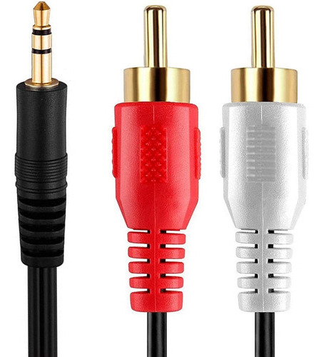 Cable Rca Miniplug 2x1 Audio Auxiliar Macho 3,5 Mm 1.5 Mts Negro Handa