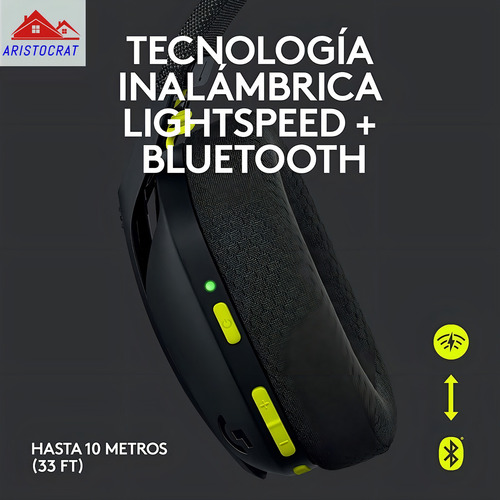 Headset gamer sem fio Logitech G435 preto